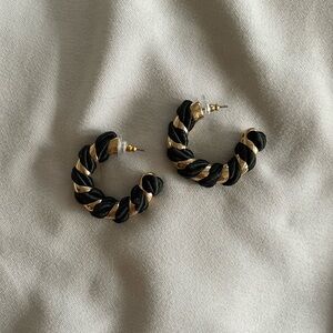 Gold and Black Hoop Earrings